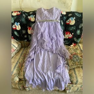 Lavender Strapless High-Low Gown